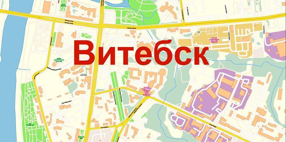 Vitebsk Belarus Map Vector Exact City Plan High Detailed Street Map …, Vitsyebsk, Belarus, Minsk Russia, Detailed  Of Belarus