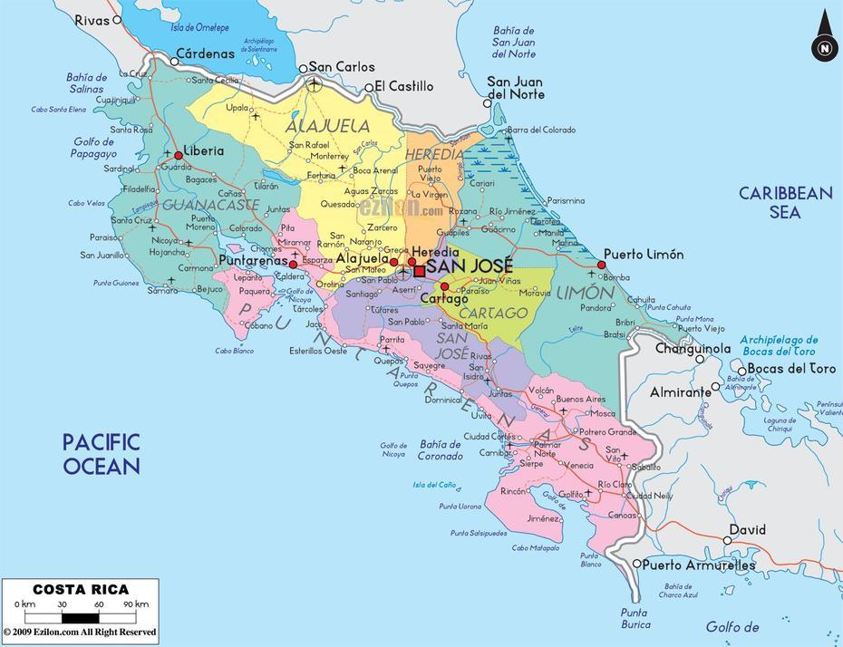 Costa Rica Map | World Maps Guide, Cariari, Costa Rica, San Isidro Costa Rica Hotels, San Salvador Costa Rica