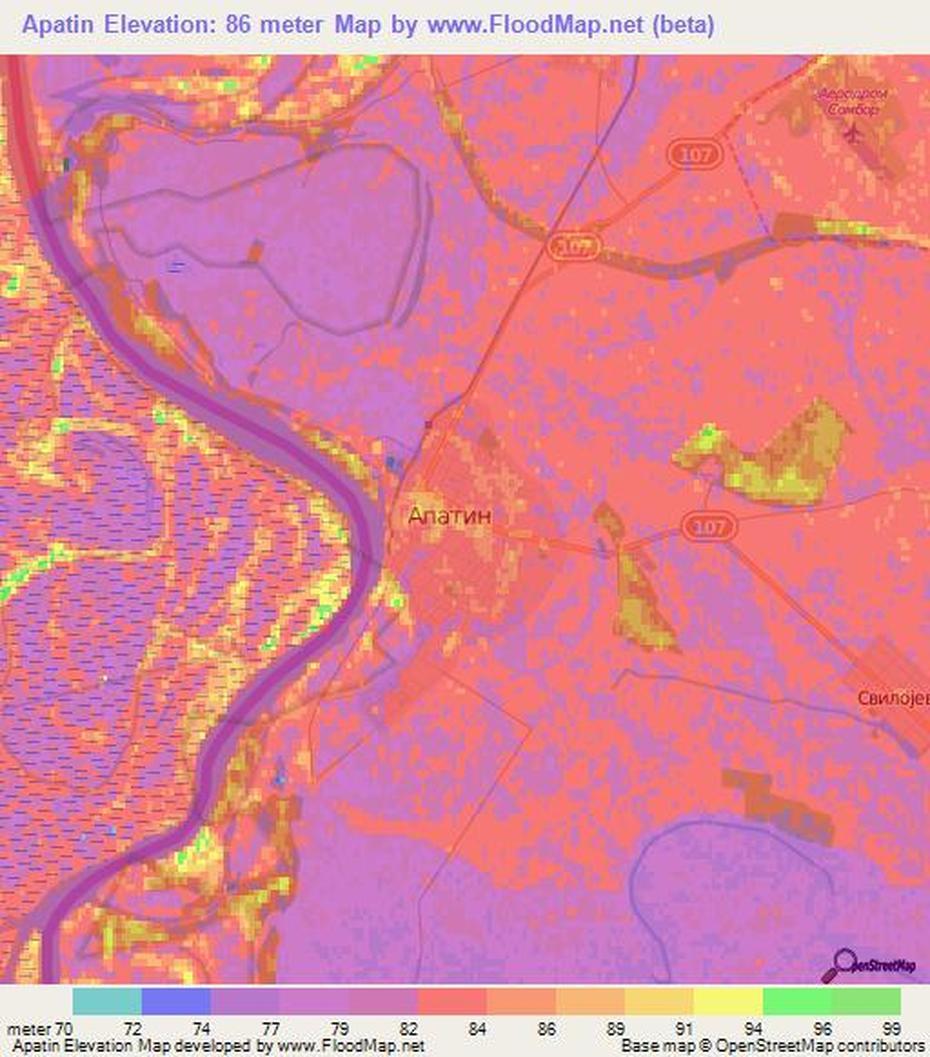 Elevation Of Apatin,Serbia Elevation Map, Topography, Contour, Apatin, Serbia, Belgrade Serbia, Apatinska  Pivara