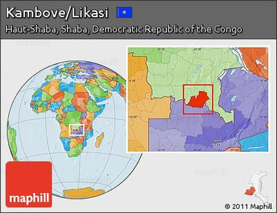 Free Political Location Map Of Kambove/Likasi, Likasi, Congo (Kinshasa), Kinshasa World, Bukavu Congo