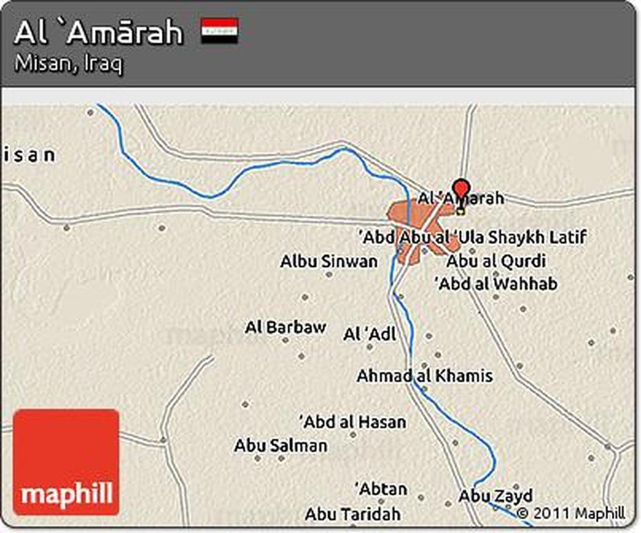 Free Shaded Relief 3D Map Of Al `Amarah, Al ‘Amārah, Iraq, Al Asad Iraq, Amara Iraq