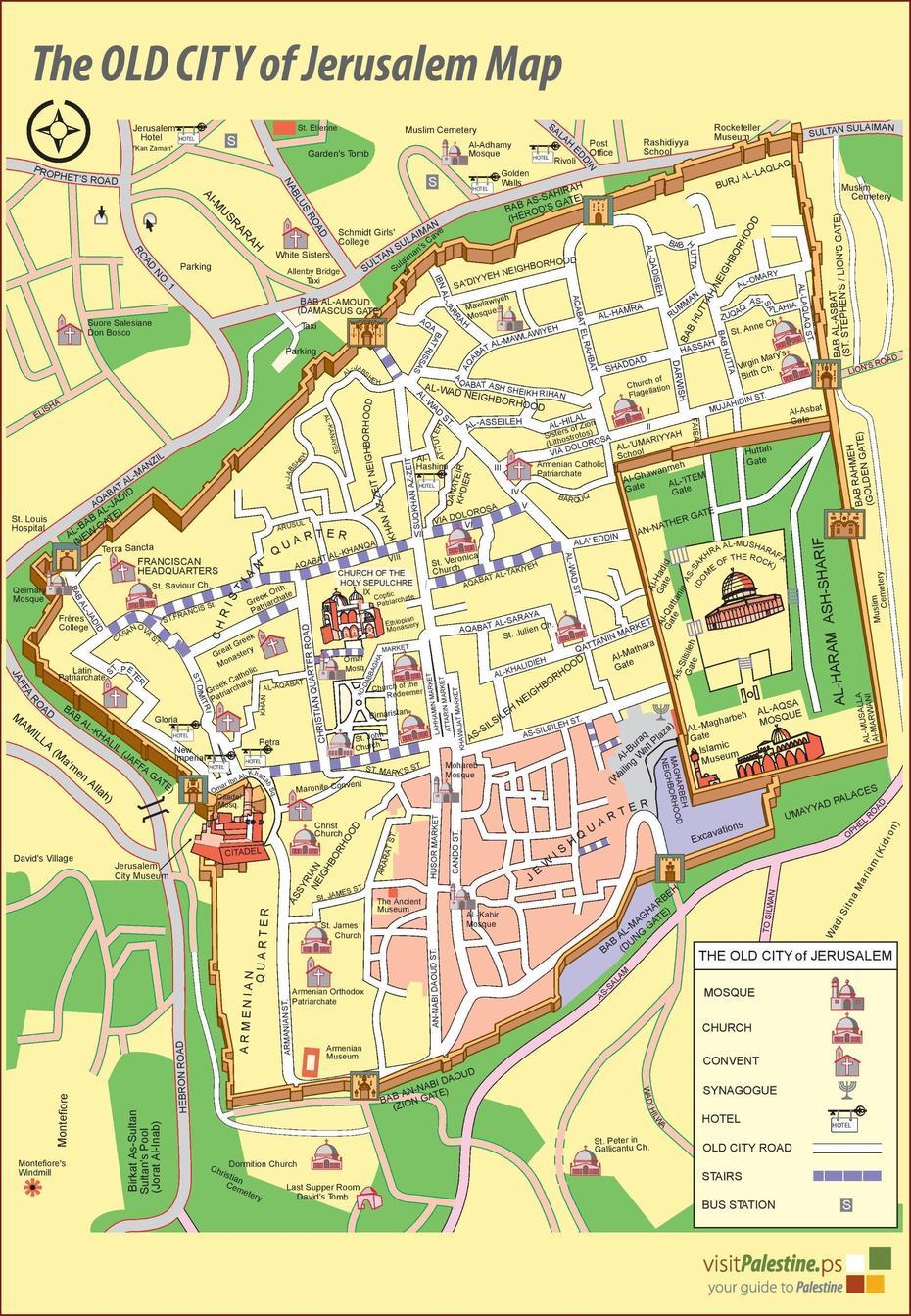 Jerusalem Map, Jerusalem, Old City, Jerusalem, Israel, Holy Land Jerusalem, Israel  Outline