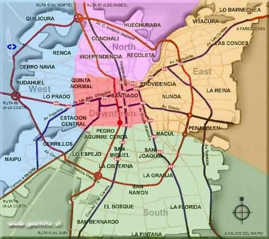 Map Of Santiago, Chile, Santiago, Chile, Valparaiso Chile, Pucon Chile