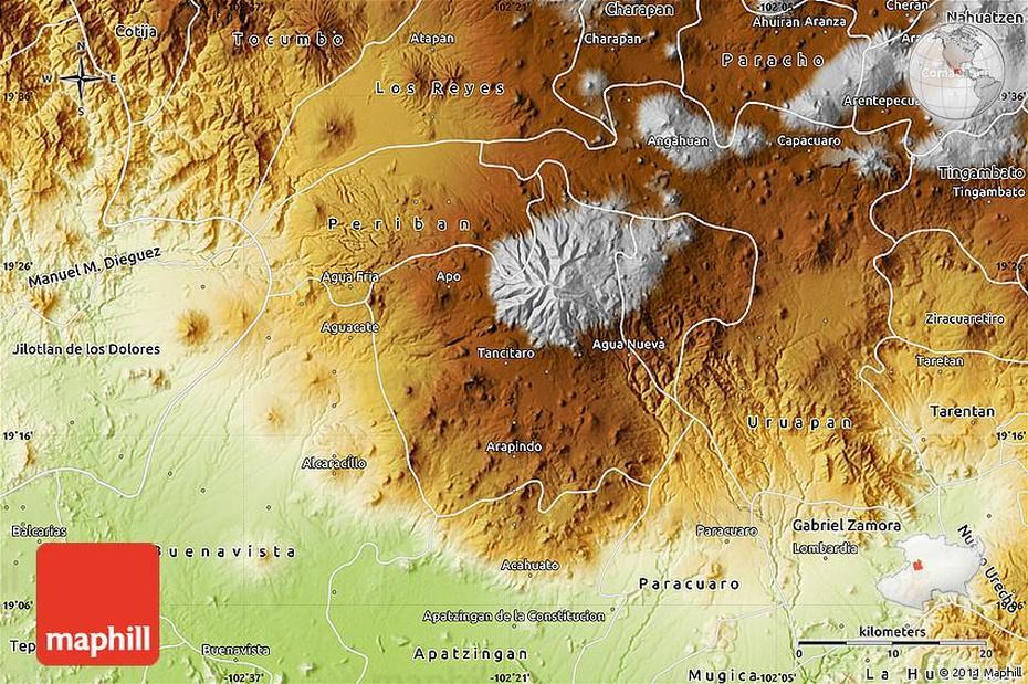 Physical Map Of Tancitaro, Tancítaro, Mexico, Uruapan Michoacan Mexico, A De Michoacan Mexico