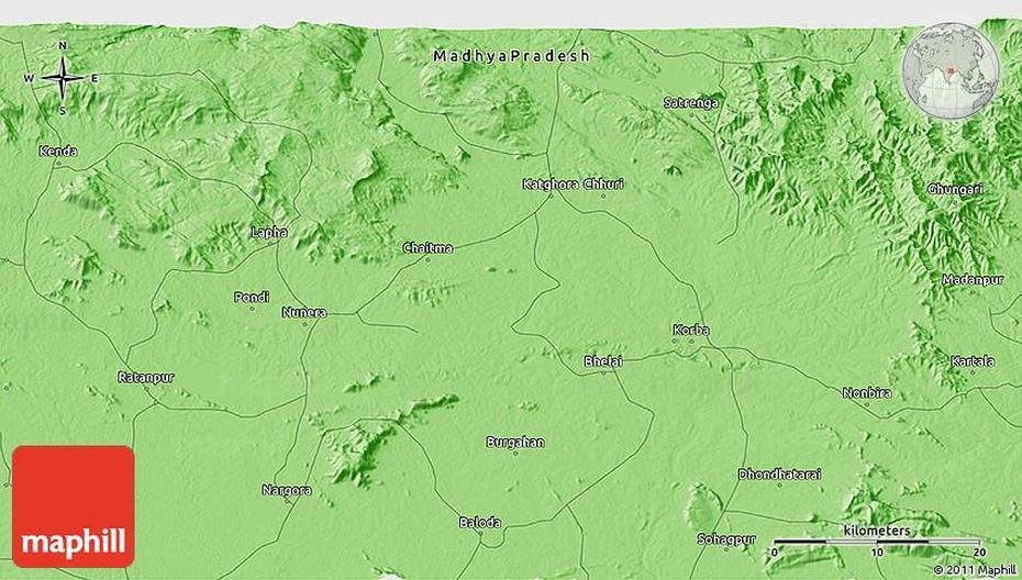 Political 3D Map Of Korba, Korba, India, Raipur, Bijapur  Chhattisgarh