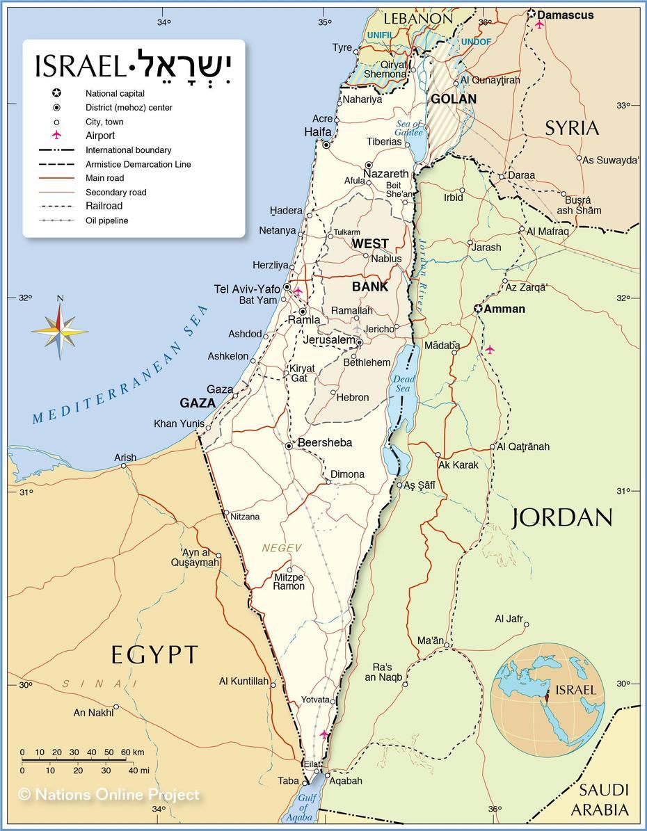 Political Map Of Israel – Nations Online Project, Sakhnīn, Israel, Old Testament Israel, Hamath Bible