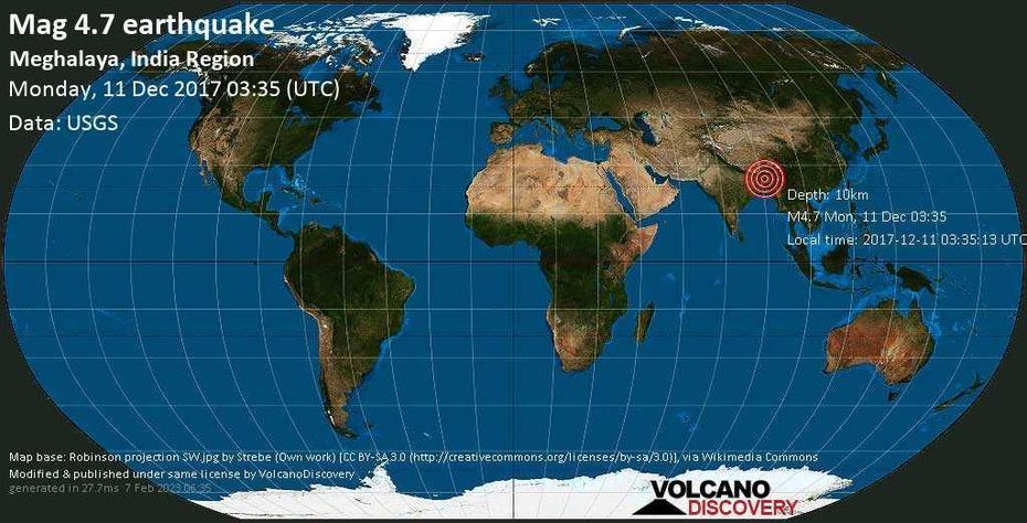Quake Info: Moderate Mag. 4.7 Earthquake – East Garo Hills, 47 Km …, Nongstoin, India, Jammu And Kashmir India, Bengal India