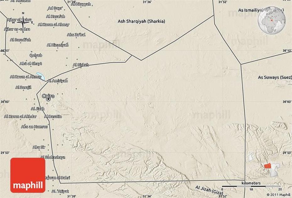 Shaded Relief Map Of Al Qahirah (Cairo), Qahā, Egypt, White Desert Egypt, Egypt  Today