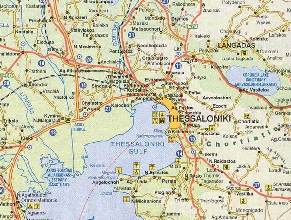 Thessaloniki Map, Thessaloníki, Greece, Greece  Simple, Greece Road