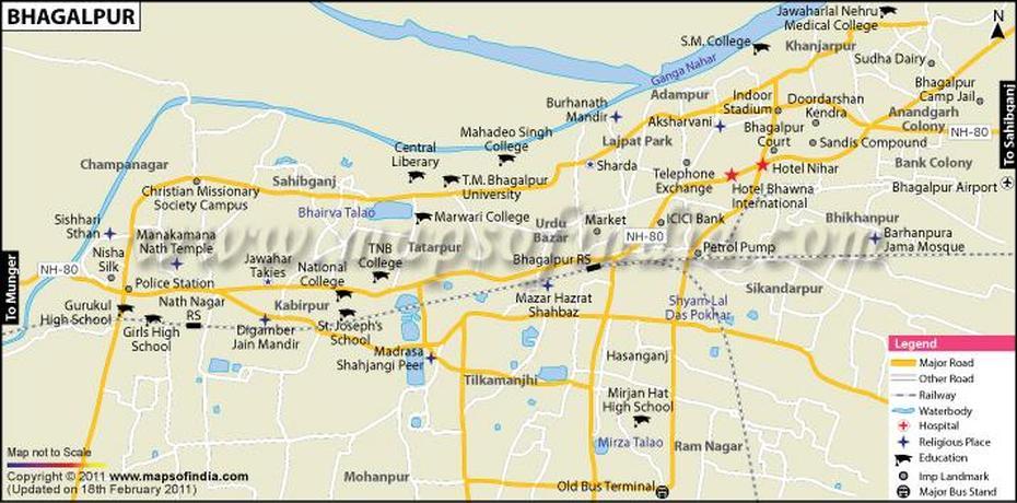Bhagalpur City Map, Bihpur, India, Madhya Pradesh Road, Mumbai India