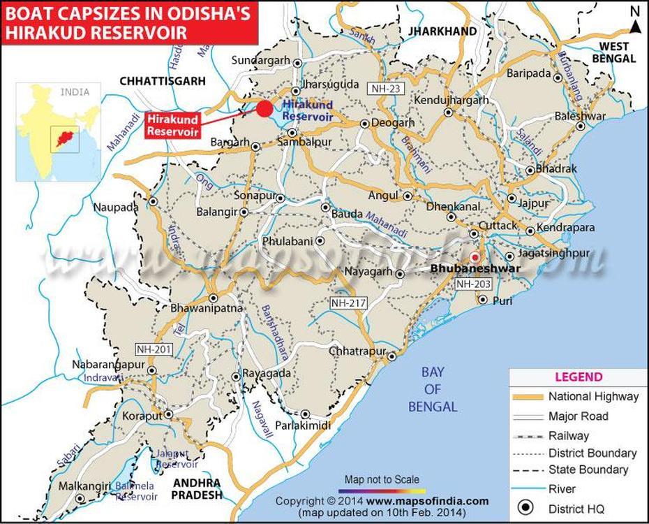 Boat-Capsizes-In-Odisha-Hirakud-Reservoir – Map In News | Map In News, Hīrākud, India, Major Dams In India, Rewa River