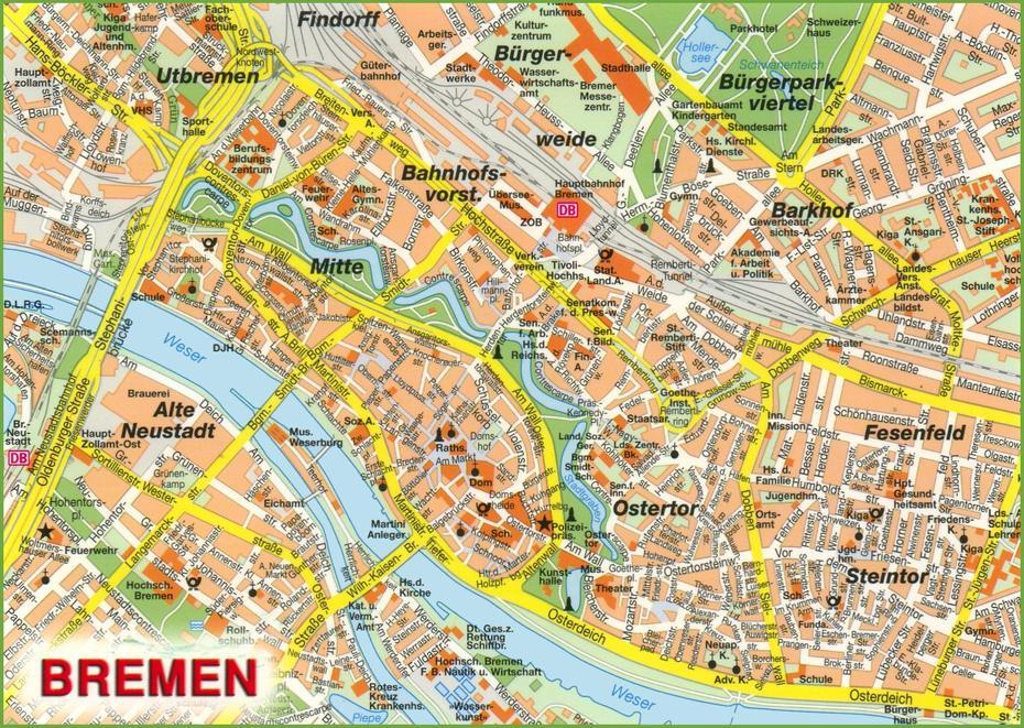 Bremen Sightseeing Map, Bremen, Germany, Bremen City, Bremen On