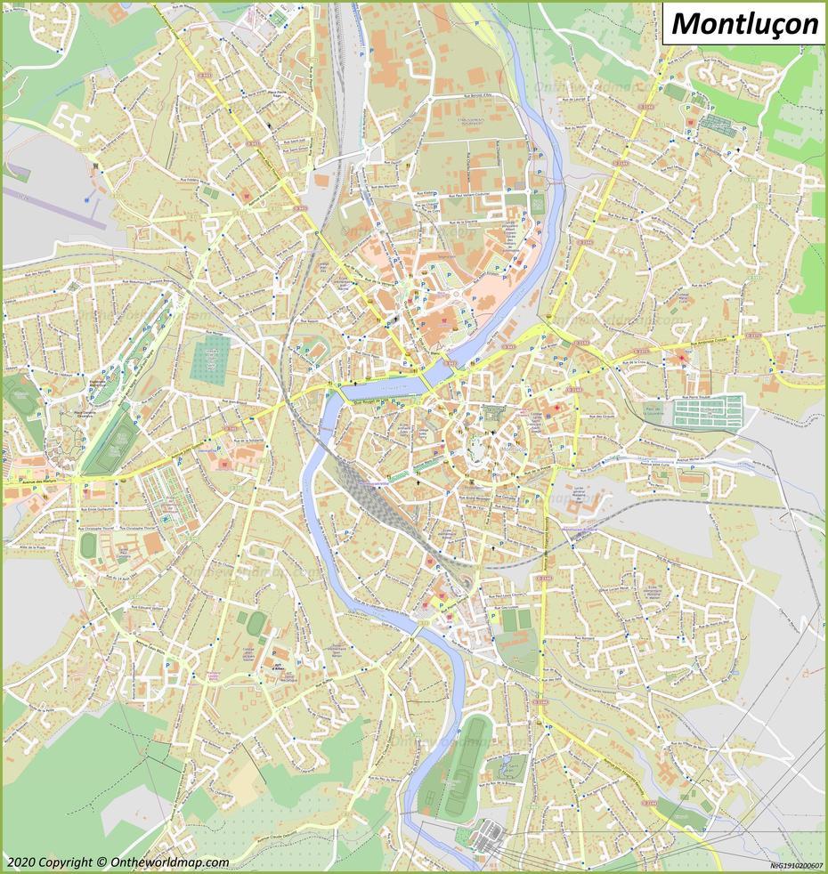 Detailed Map Of Montlucon, Montluçon, France, Auvergne Rhône Alpes France, Chateauroux France