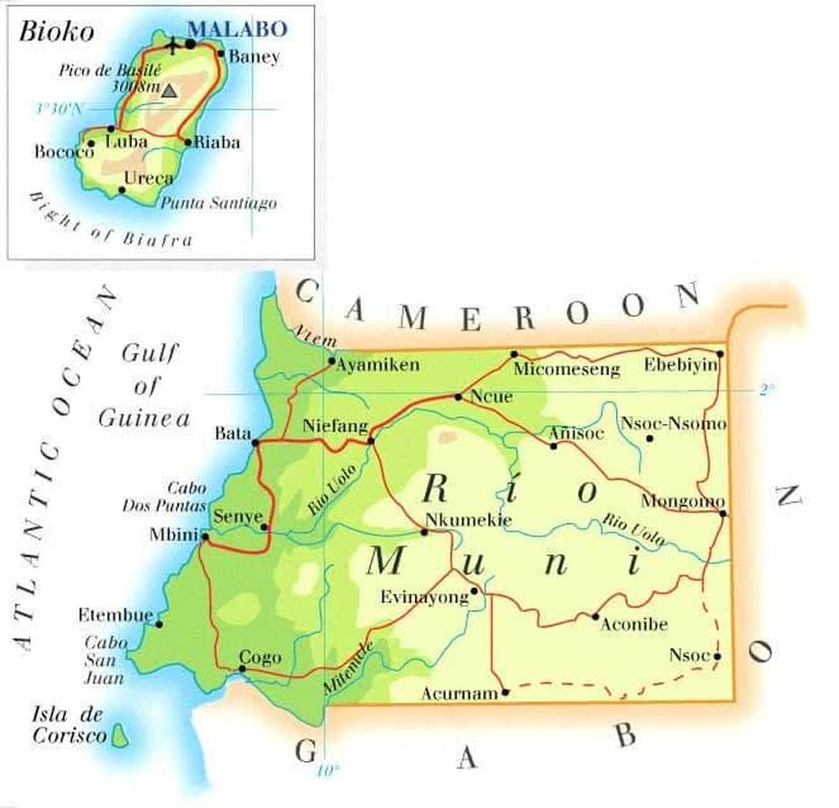 Equatorial Guinea Map, Santiago De Baney, Equatorial Guinea, Santiago De Baney, Equatorial Guinea