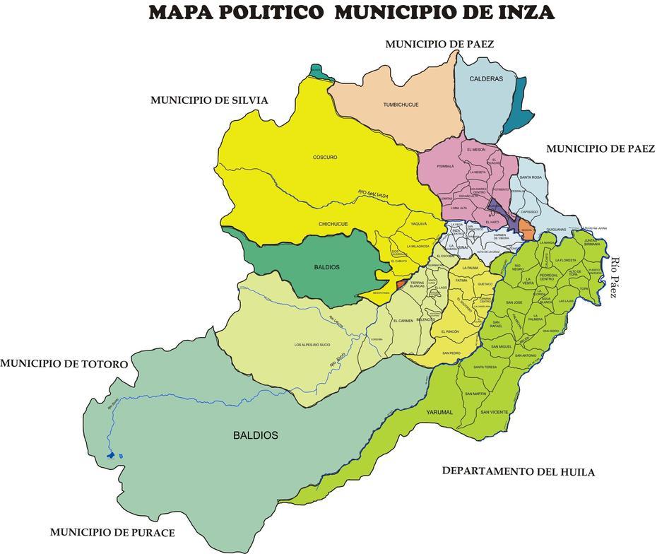 Imagen De Mapa De Mapa Politico Inza – Veredas | Mapas, Mapa Politico …, Inzá, Colombia, Inza  Nelson, Obat  Inza