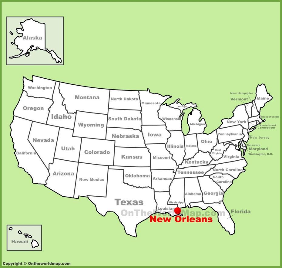 New Orleans Location On The U.S. Map, New Orleans, United States, New Orleans World, United States  Louisiana