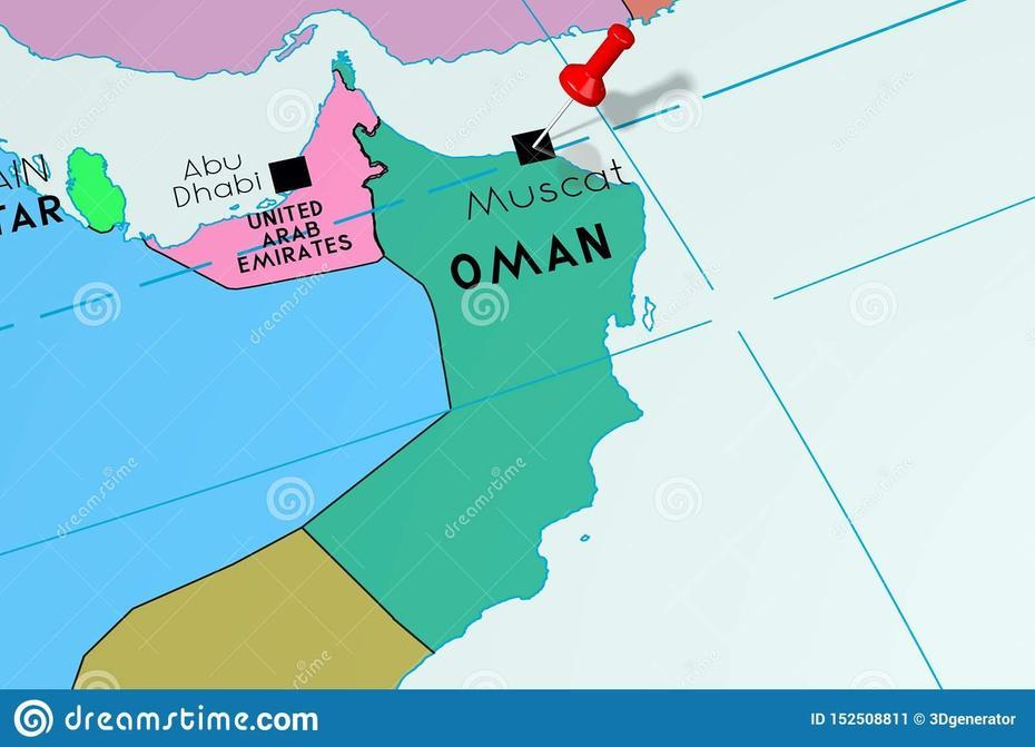 Oman, Muscat – Capital City, Pinned On Political Map Stock Illustration …, Masqaţ, Oman, Oman Africa, Oman Location