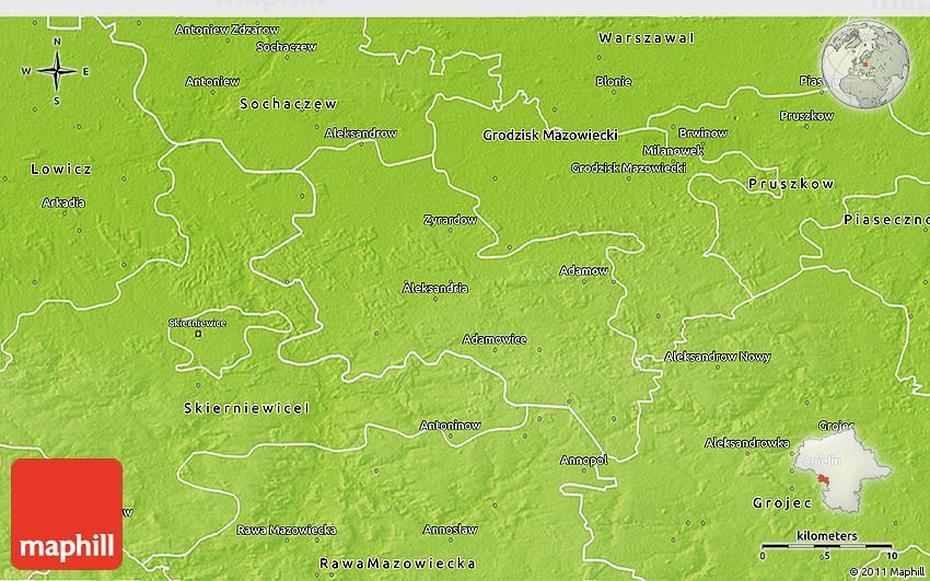 Physical 3D Map Of Zyrardow, Żyrardów, Poland, Dpta Poland, Polmos Żyrardów