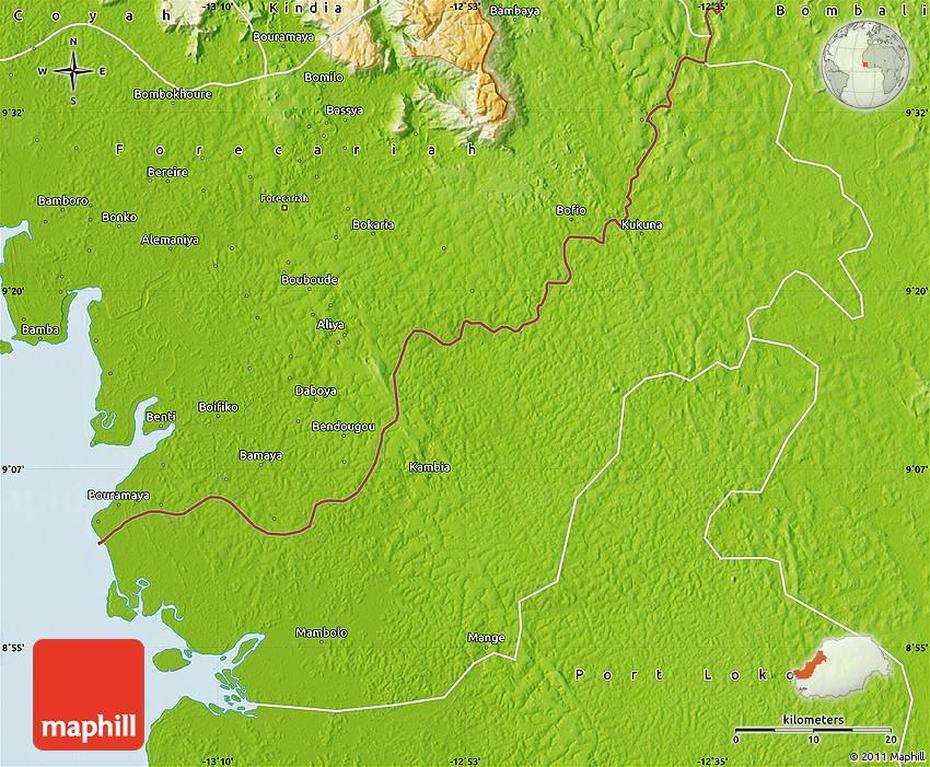 Physical Map Of Kambia, Kambia, Sierra Leone, People From Sierra Leone, Sierra Leone Cities