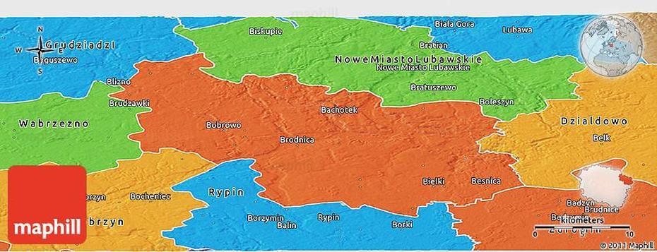 Political Panoramic Map Of Brodnica, Brodnica, Poland, Klaipeda  Castle, Polna