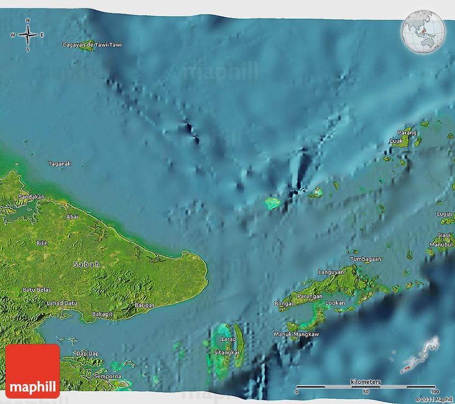 Satellite 3D Map Of Tawi-Tawi, Sibutu, Philippines, Honbutai, Tawi-Tawi  Ww2