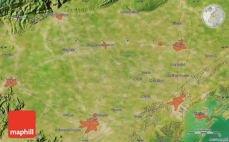 Satellite Map Of Montebelluna, Montebelluna, Italy, Venice Italy Elevation, Italy Plains