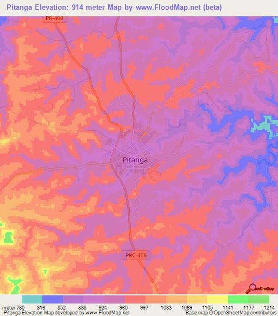 Elevation Of Pitanga,Brazil Elevation Map, Topography, Contour, Pitanga, Brazil, Pitanga Fruta, Brazilian Cherry Fruit