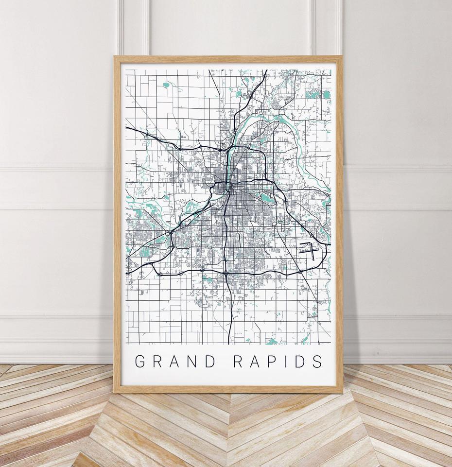 Grand Rapids Map Art Print Map Of Grand Rapids Michigan | Etsy | Map …, Grand Rapids, United States, Michigan Counties, Grand Rapids Metropolitan Area