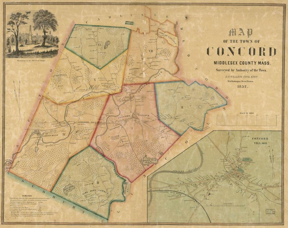 Image Of The Day  Map Of Concord Ma, 1852  Life In Boots, Concord, United States, United States  Kids, United States  And Cities
