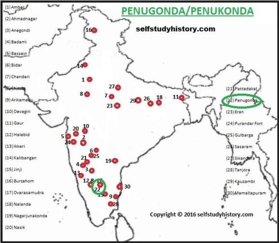 Indian History Through Map- Part-P  History And General Studies, Penukonda, India, Fort  Ruins, Vijayanagara  Architecture