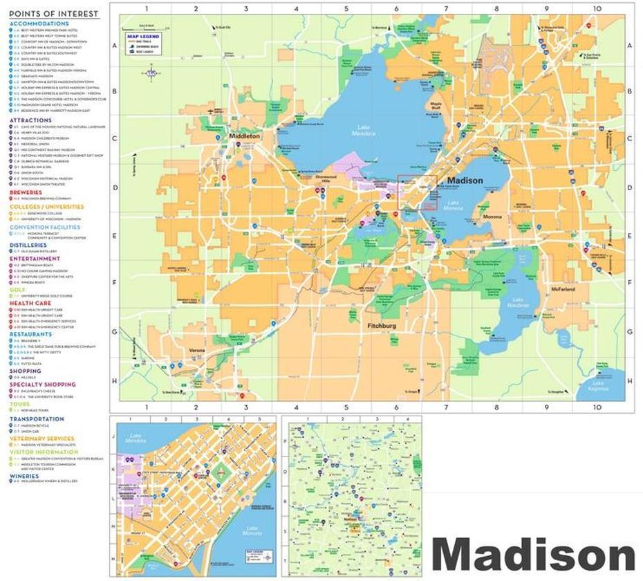 Madison Tourist Map, Madison, United States, United States Postal Office, Political  Architecture