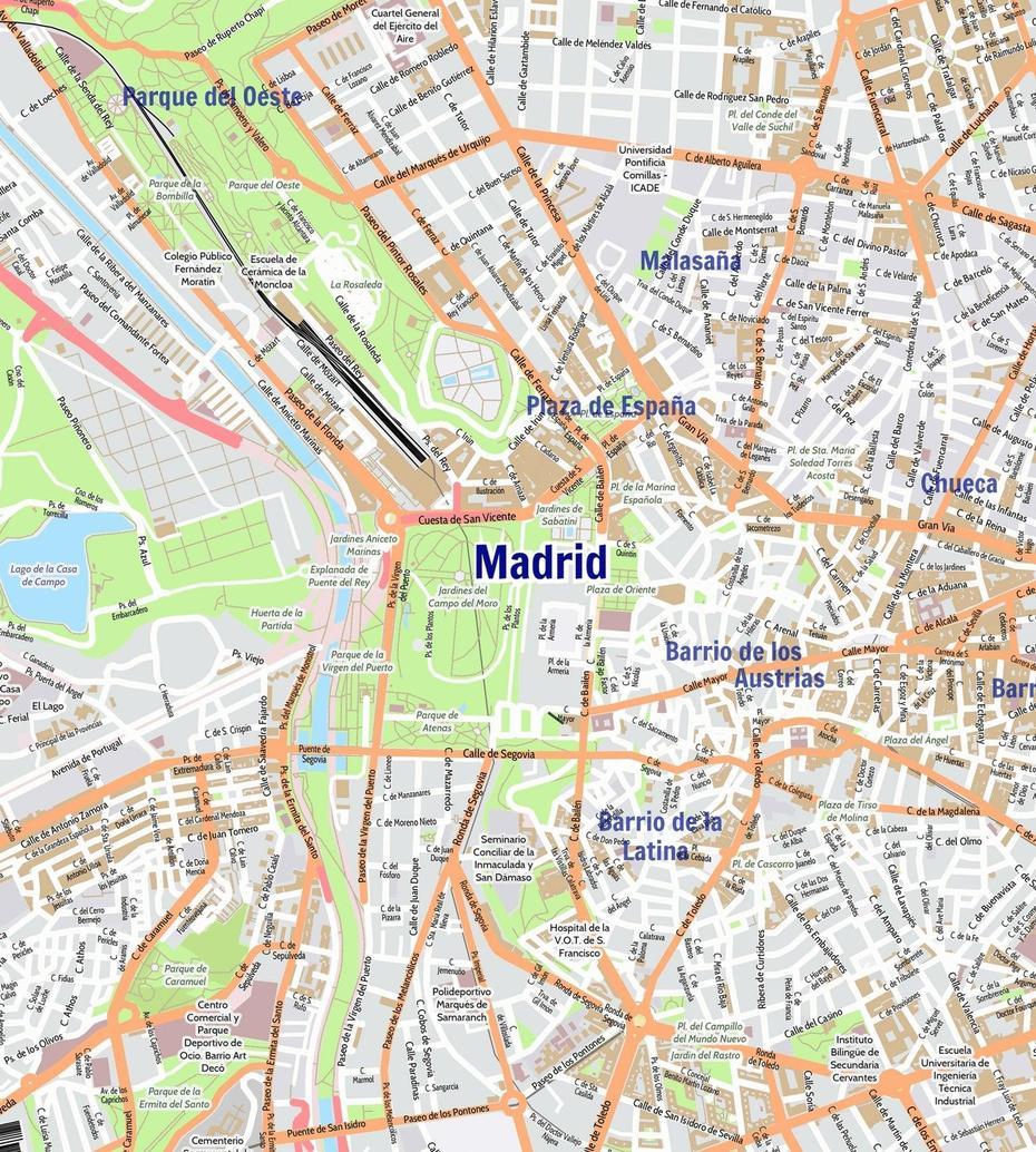 Madrid City Map – Laminated Wall Map Of Madrid, Spain, Madrid, Spain, Central Madrid, Barcelona Madrid