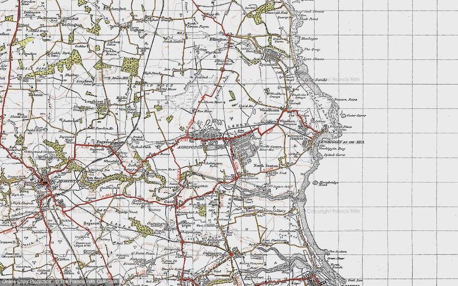 Map Of Ashington, 1947 – Francis Frith, Ashington, United Kingdom, Where Is Oakham  Ma, Of Rutland Water