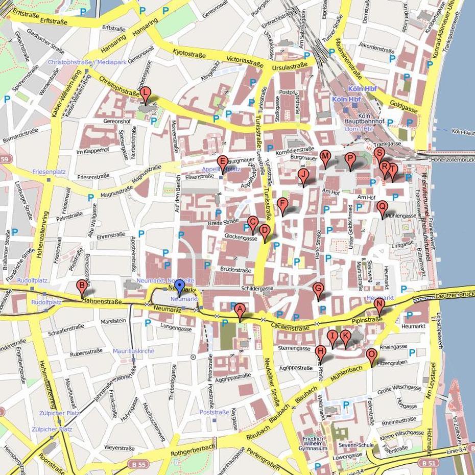 Map Of Cologne – Travelsfinders, Cologne, Germany, Cologne France, Koeln Germany