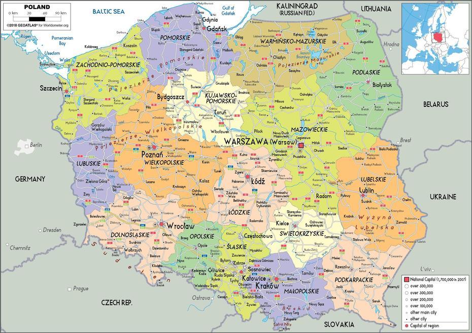 Poland Map (Political) – Worldometer, Śrem, Poland, Vojvodina  Serbia, Ruma  Serbia