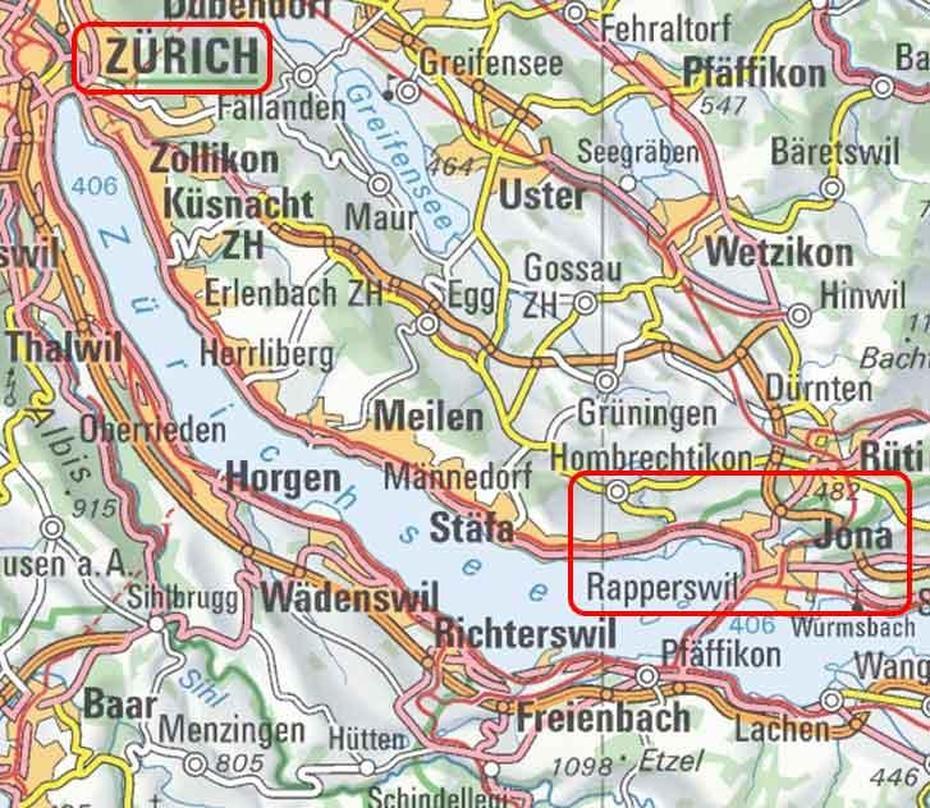 Rapperswil Jona Map, Rapperswil-Jona, Switzerland, Zürichsee, Castle Hotels In Switzerland