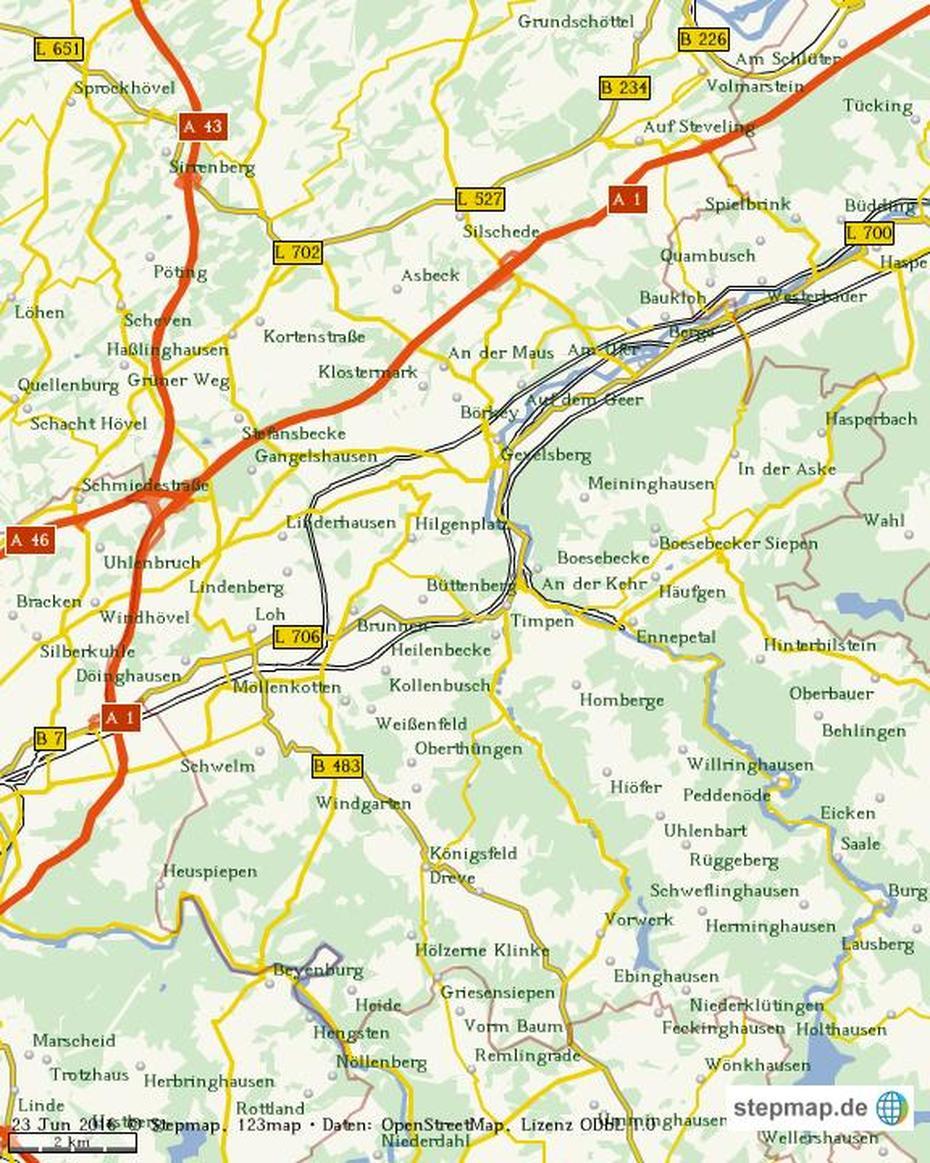 Stepmap – Gebietskarte Schwelm Ab 01.07.2016 – Landkarte Fur Welt, Schwelm, Germany, Destroyed Germany, Nordrhein-Westfalen Germany