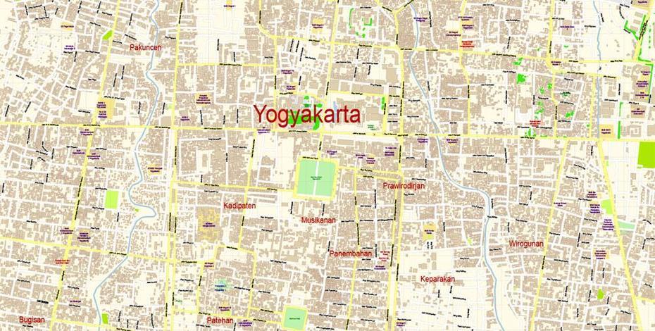 Yogyakarta Indonesia Map Vector Exact City Plan High Detailed Street …, Yogyakarta, Indonesia, Yogyakarta Java Indonesia, Central Java