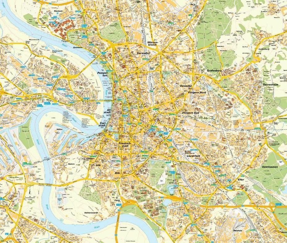 Dusseldorf Map, Düsseldorf, Germany, Essen Germany, Dusseldorf  Attractions