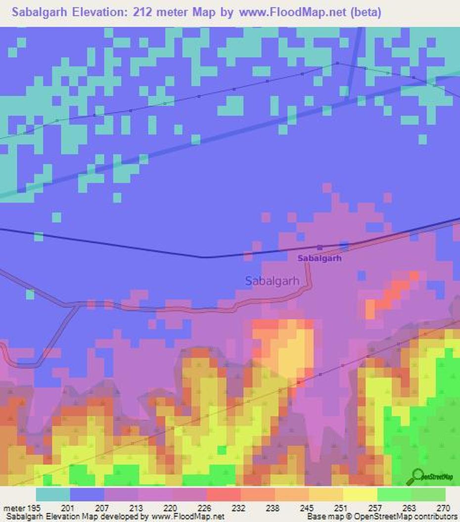 Elevation Of Sabalgarh,India Elevation Map, Topography, Contour, Sabalgarh, India, India  Black, Present India