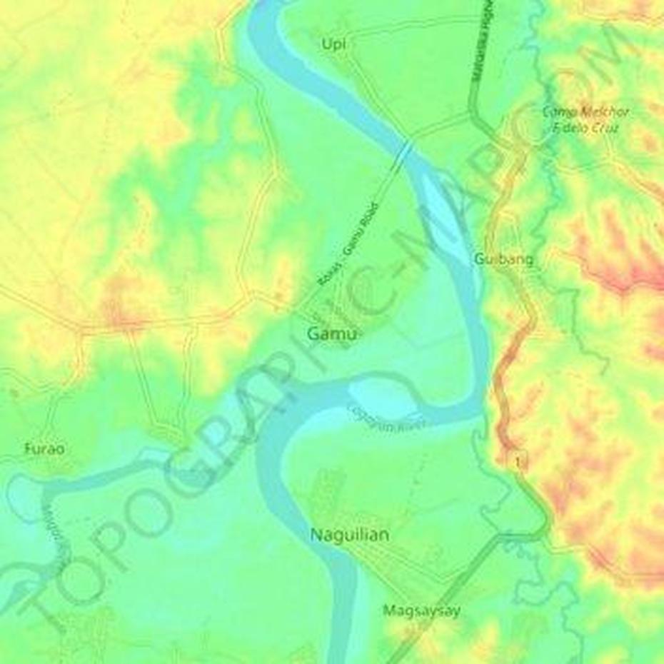 Gamu Topographic Map, Elevation, Relief, Gamu, Philippines, Gamu Nhengu, Ang Munting Gamu-Gamo