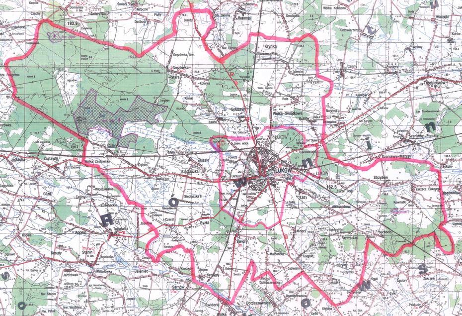 Gmina Ukow – Lokalizacja, Łuków, Poland, Poland  With Cities, Poland Blank