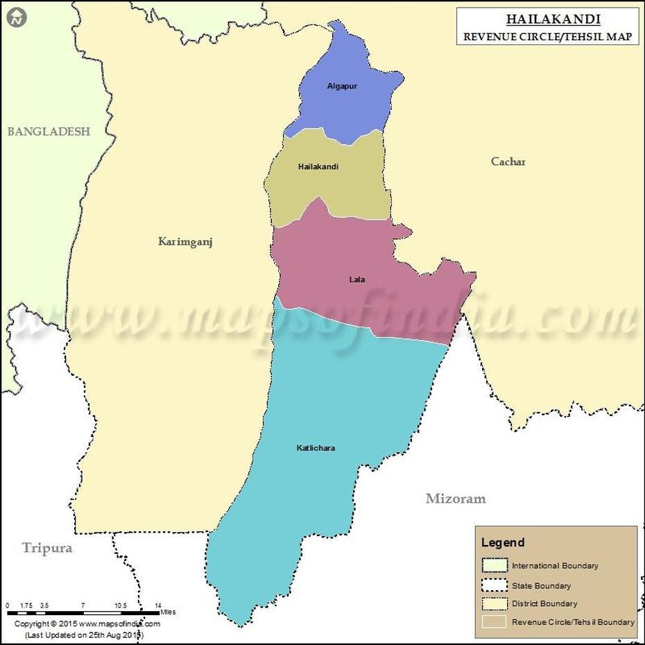 Hailakandi Tehsil Map, Circles In Hailakandi, Hailākāndi, India, Outline  Of Assam, Jorhat District