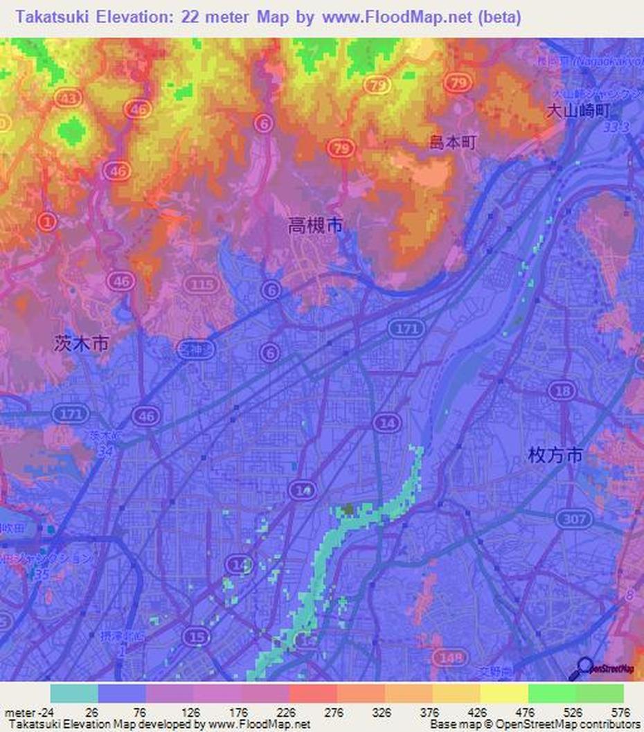 Osaka  Prefecture, Kamagasaki  Osaka, Topography, Takatsuki, Japan