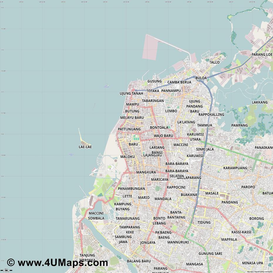 Pdf, Svg Scalable City Map Vector Makassar, Makassar, Indonesia, Makassar Strait, Manado Indonesia