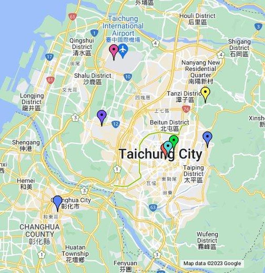 Taichung, Taiwan – Google My Maps, Taihecun, China, China  Colored, North China