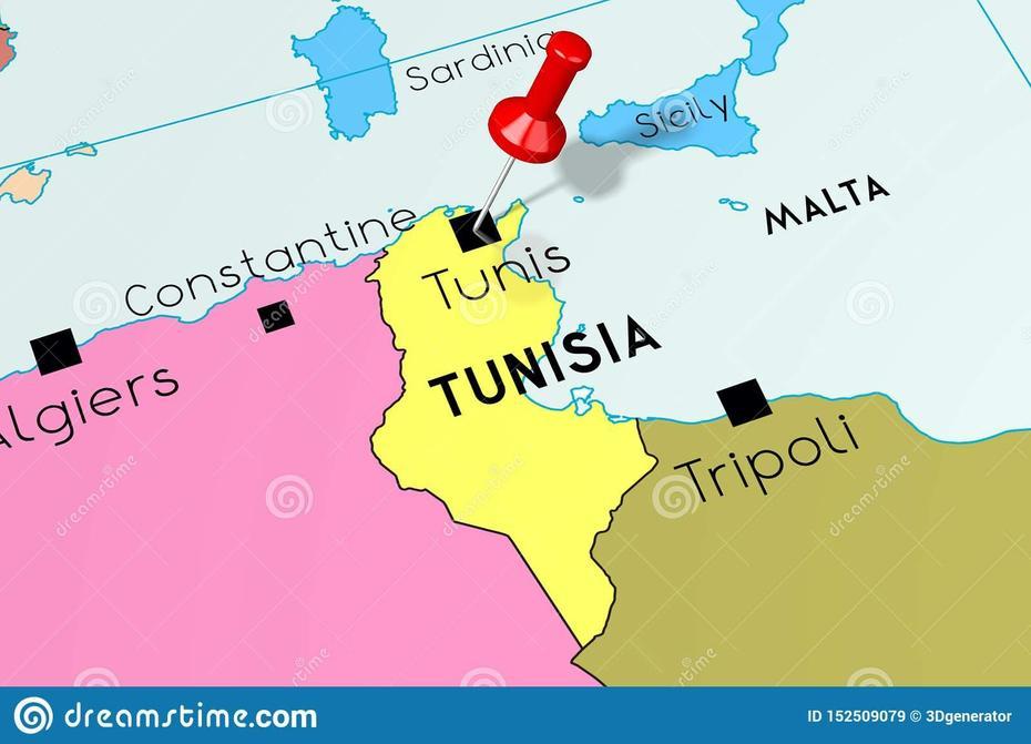 Tunisia, Tunis – Capital City, Pinned On Political Map Stock …, Sejenane, Tunisia, Tunisia Attractions, Tunisia Cities