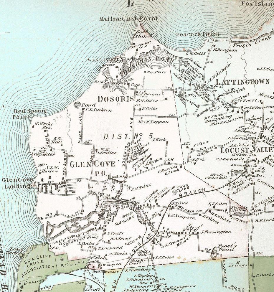 1873 Glen Cove Map | Glen Cove, Old Maps, Map, Glen Cove, United States, Glen Cove Beach, Glen Cove Mansion Hotel