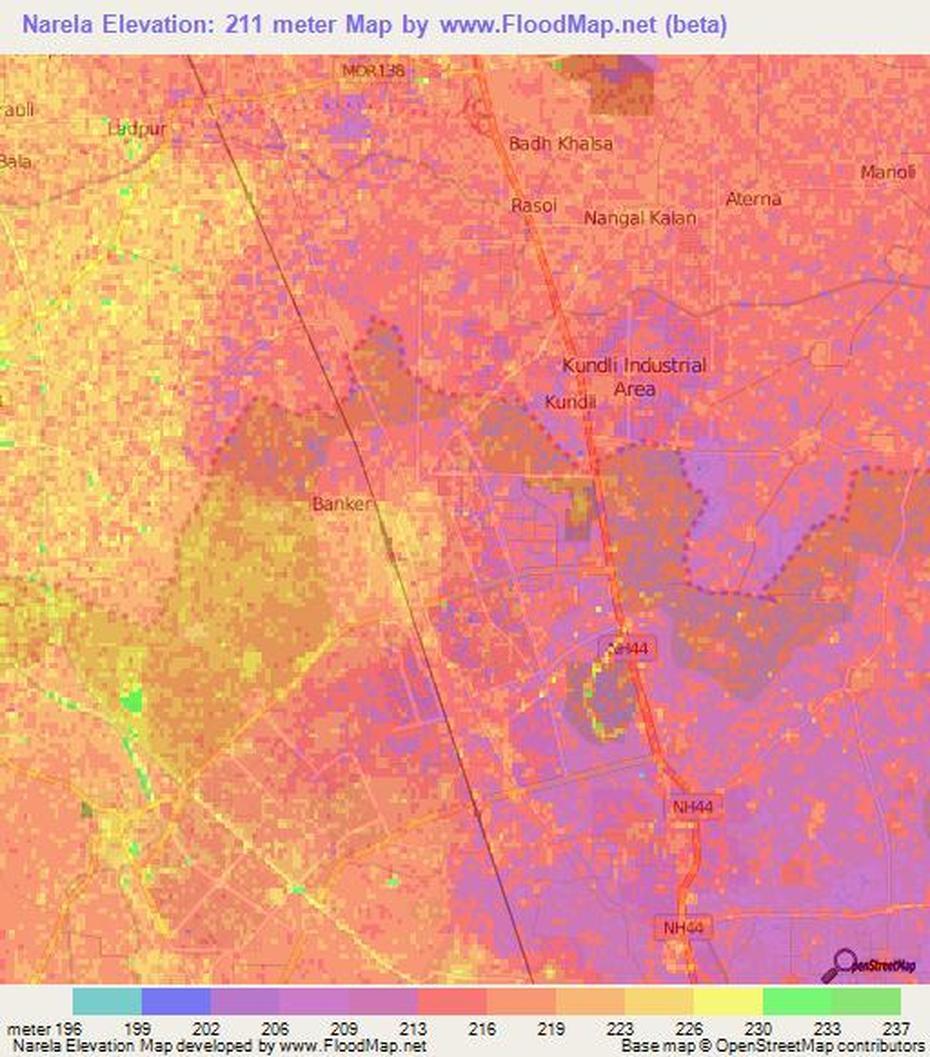 Delhi On India, Greater  Kailash, Elevation , Narela, India