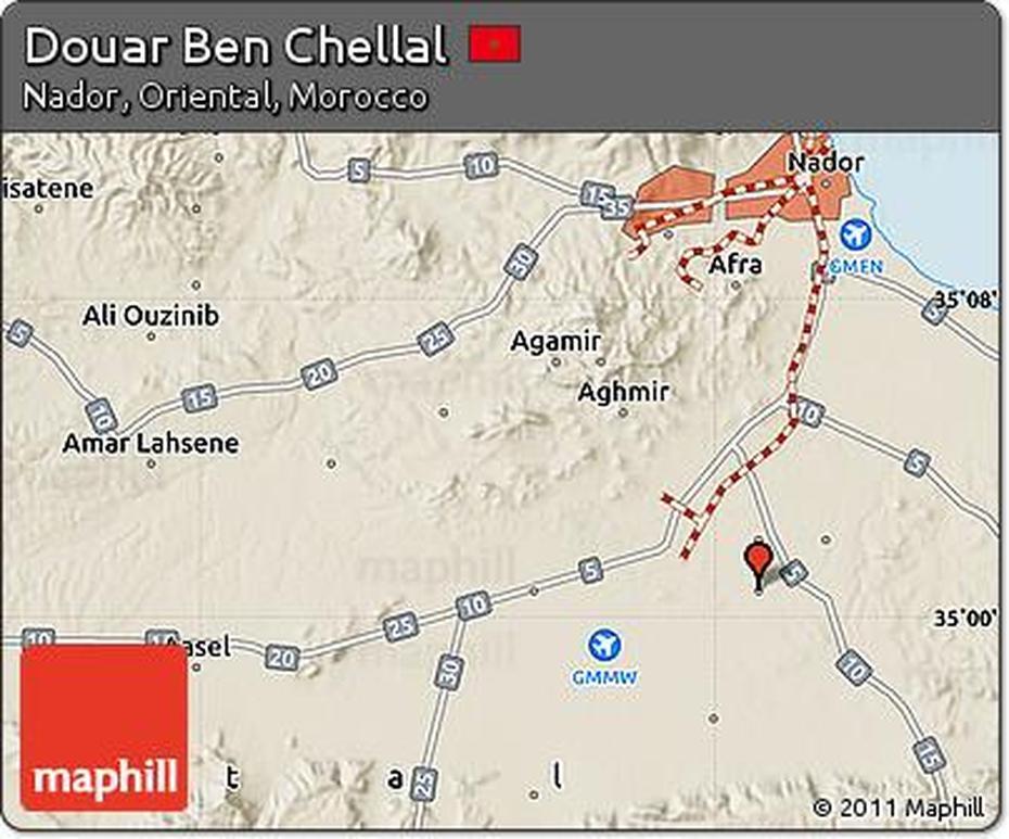 Free Shaded Relief Map Of Douar Ben Chellal, Douar Laouamra, Morocco, Morocco  Printable, Rabat Morocco